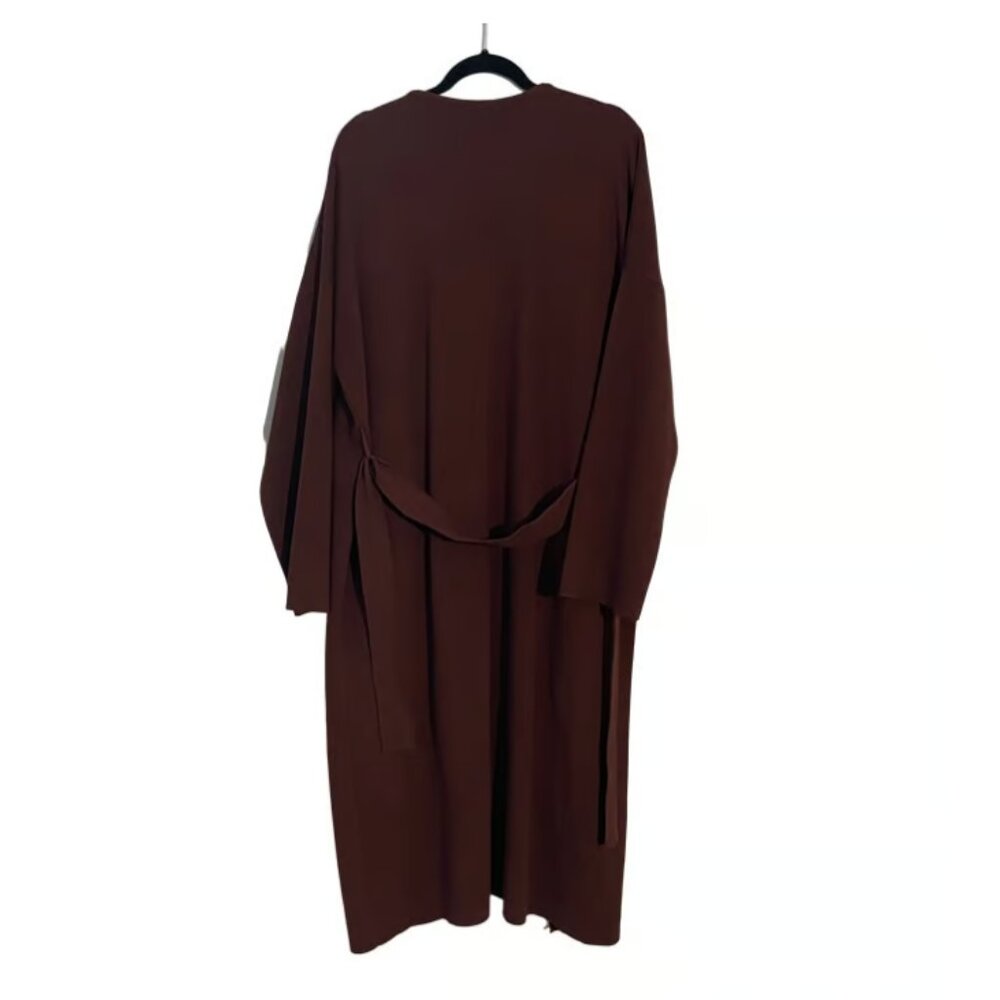 Zara Chunky Oversized Belted Knit Coat, Size L - Picture 3 of 6